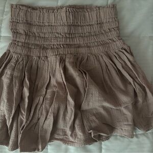 Rewash Taupe Smocked Skirt